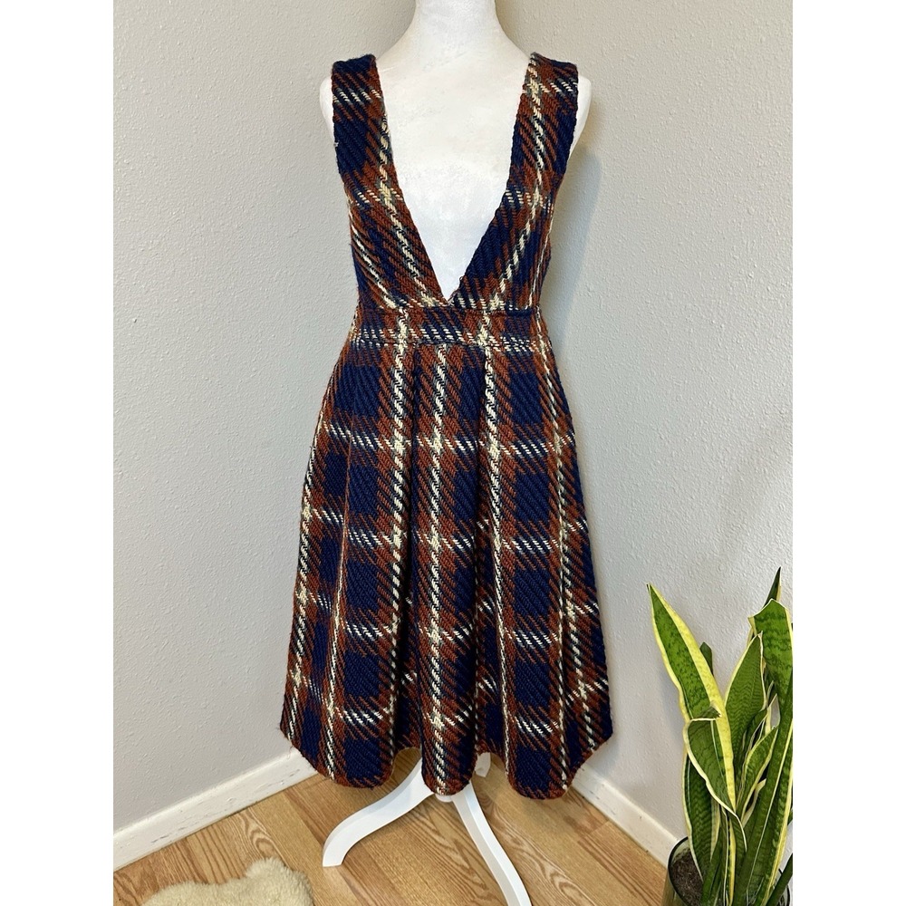 English Factory Plaid Thick Knitted Dress Size Small New